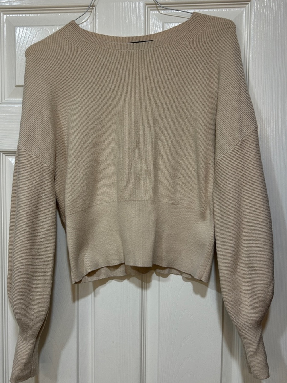 Beige Women's Knit Sweater - with wide cuff details